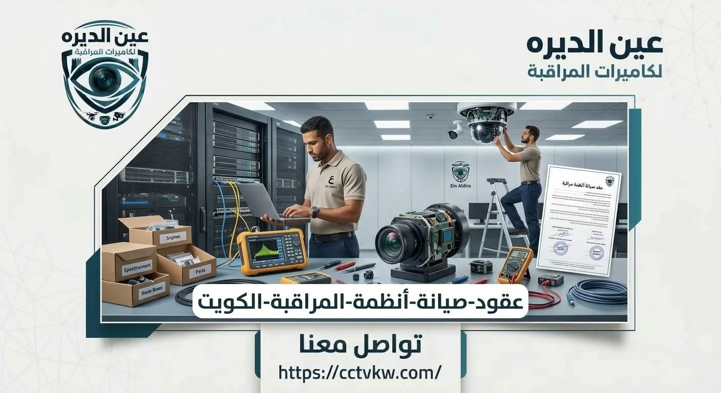 Deera Eye team servicing surveillance systems under a CCTV maintenance contract for businesses in Kuwait