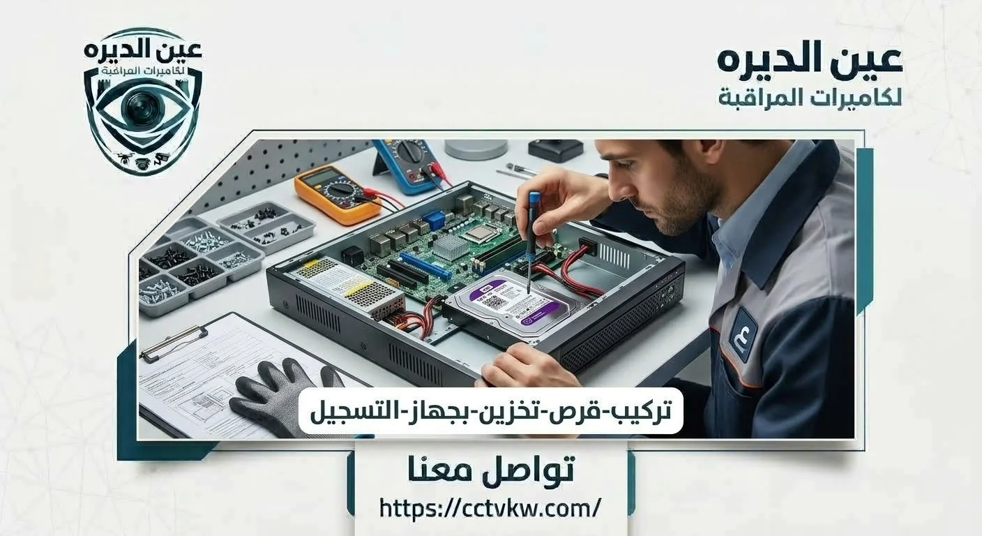 Technician installing a surveillance hard drive inside a DVR/NVR recorder to extend CCTV footage storage