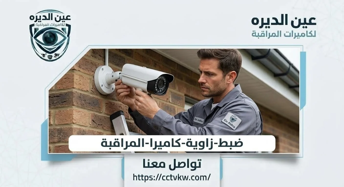 Technician adjusting the viewing angle of an outdoor bullet CCTV camera mounted on a house wall for full entrance coverage