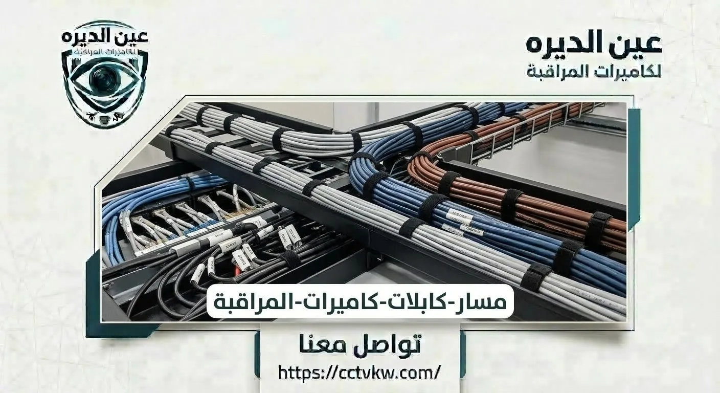 CCTV network cables neatly routed and secured in cable trays