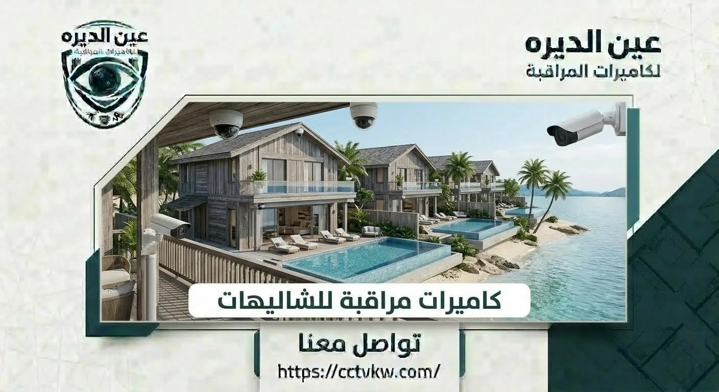Outdoor security cameras installed on beachfront chalets with pools