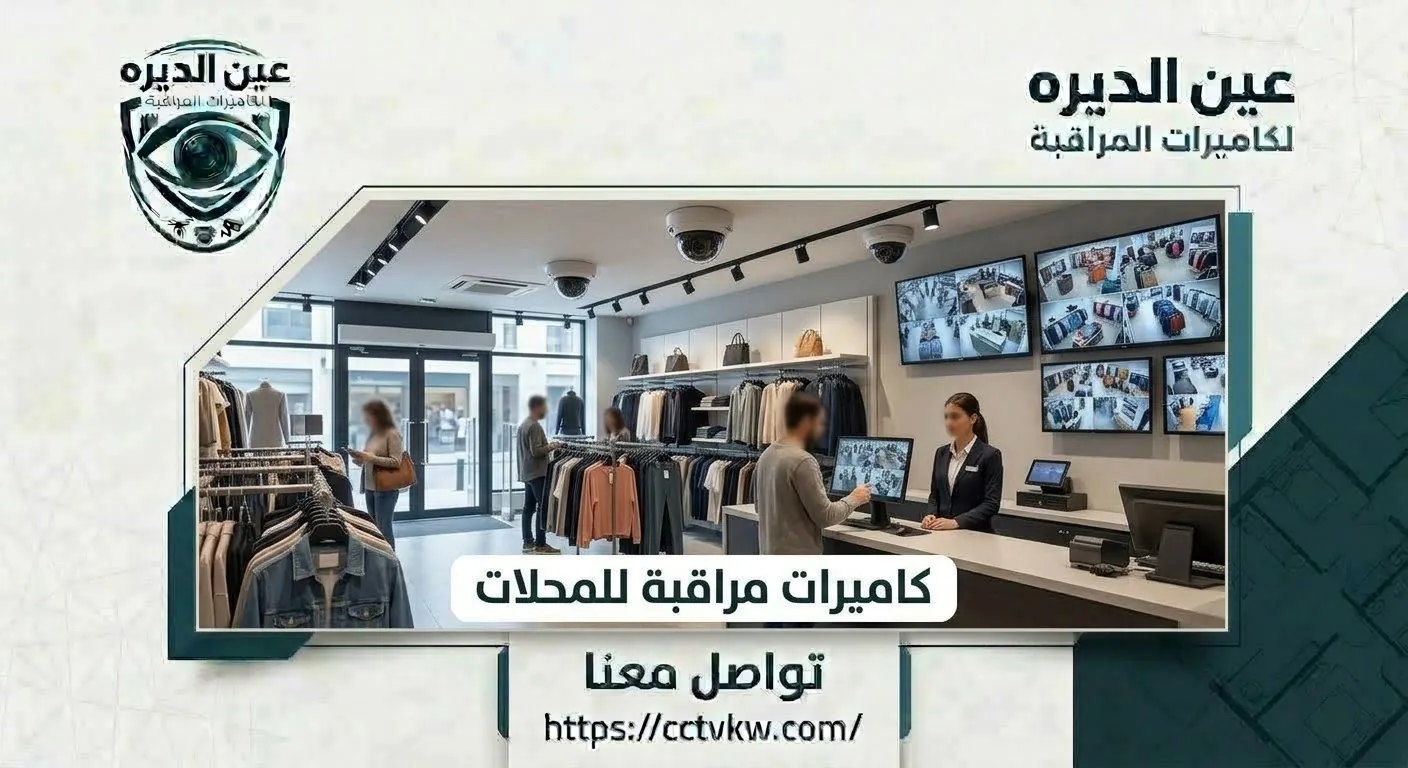 Ceiling dome cameras and monitoring screens inside a clothing store