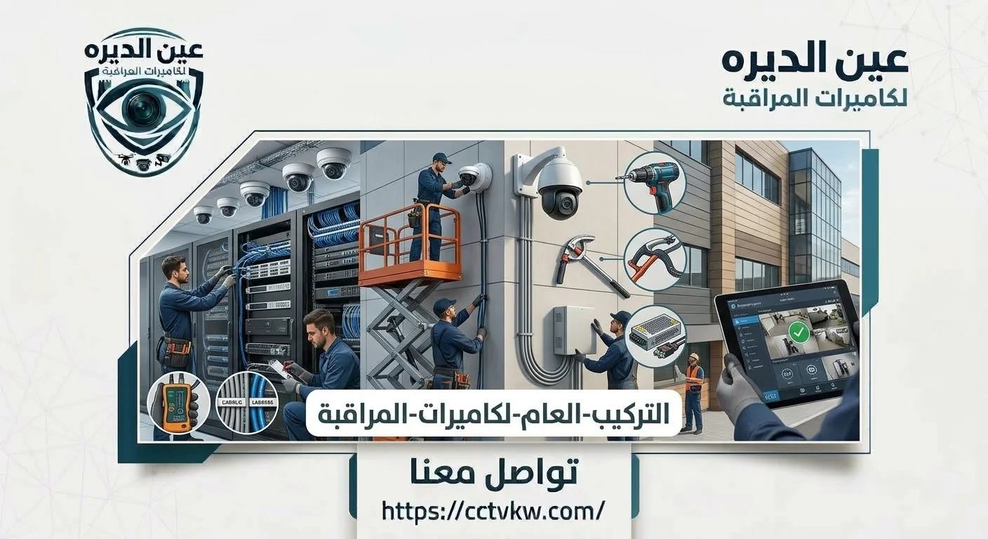Full CCTV installation process, from network rack cabling to mounting cameras on a building and testing the live feed on a tablet